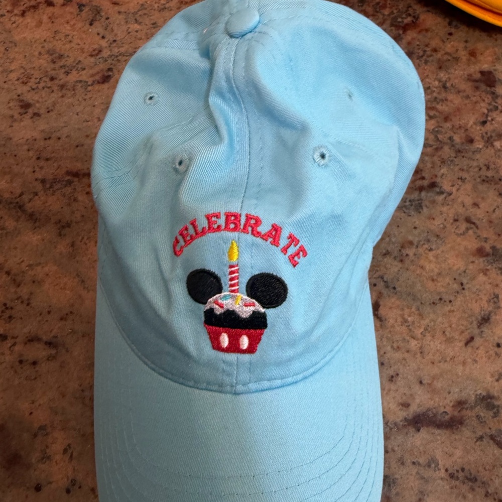Disney Light Blue 'Celebrate' Embroidered Cupcake Baseball Cap